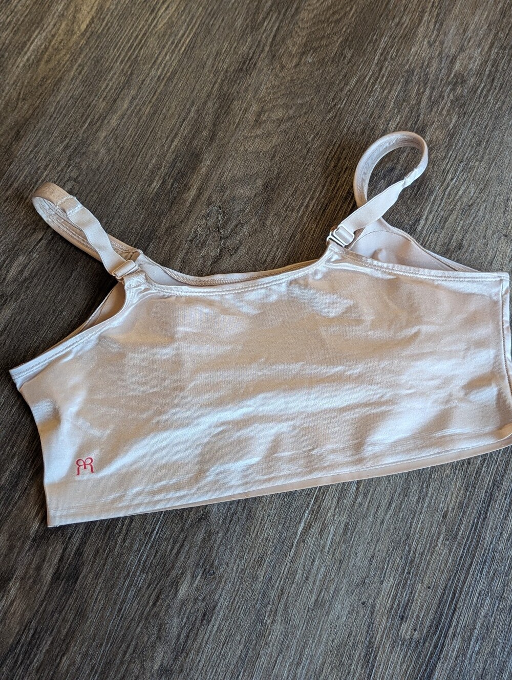 Ruby Ribbon BNude Satin Bra with Built-In Support